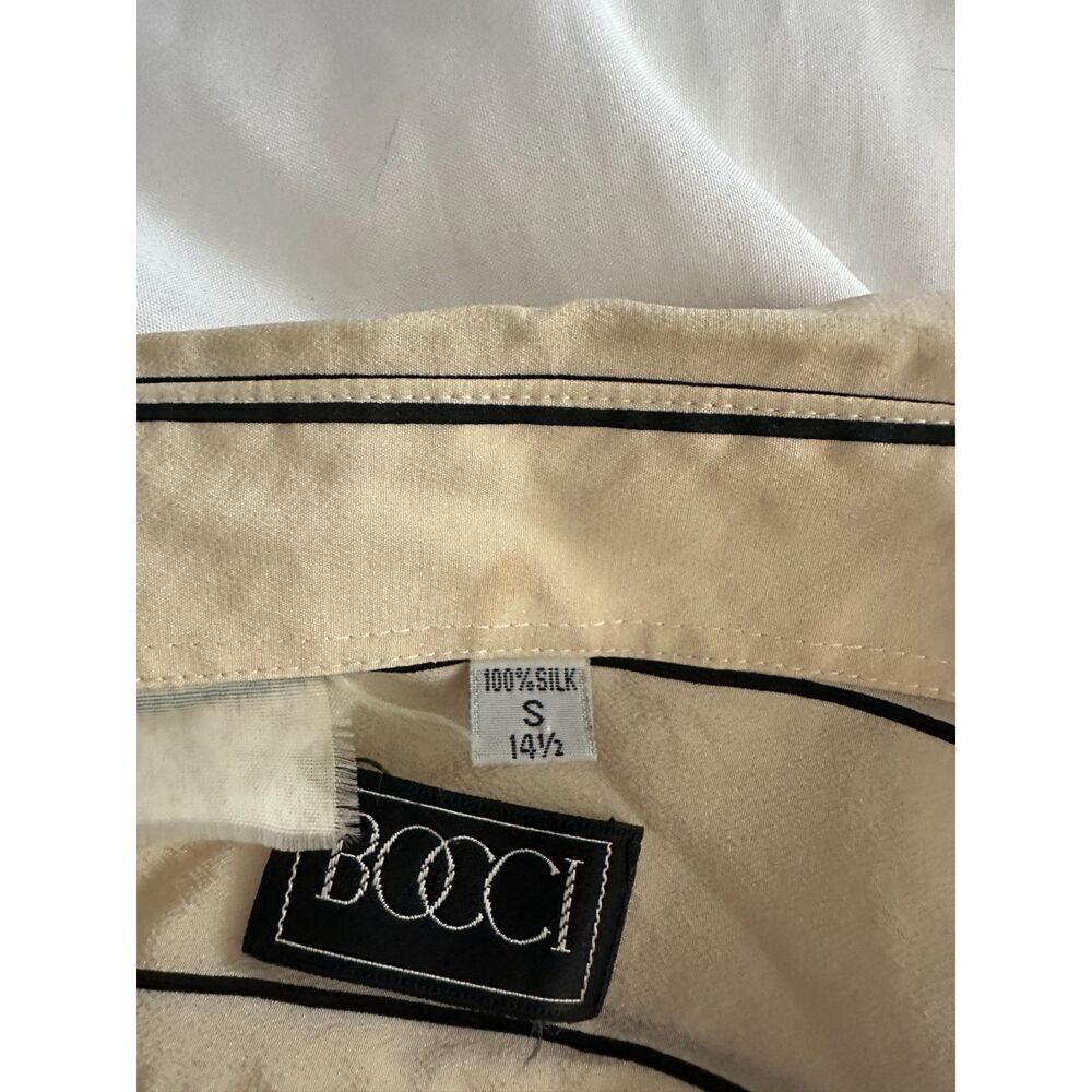 Vintage Bocci 100% Silk Striped Button Up Shirt Women's S Cream Black - Picture 8 of 8